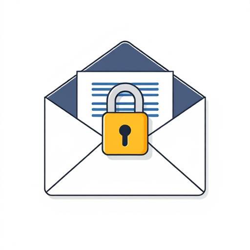 Dibujo de un sobre con un candado, representando la privacidad y seguridad de los datos.